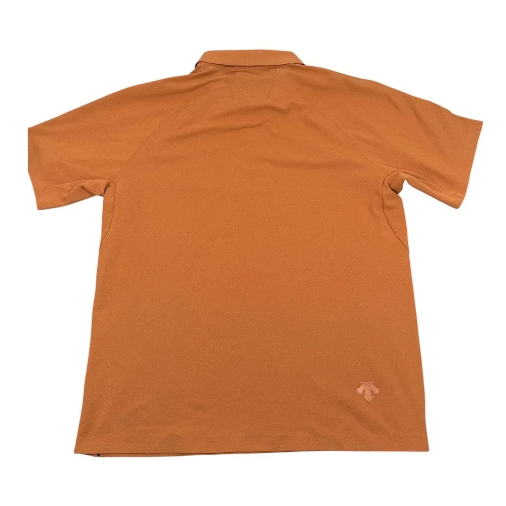 Descente Dualis Polo Shirt Men L Orange Short Sleeve Performance Athletic Top
